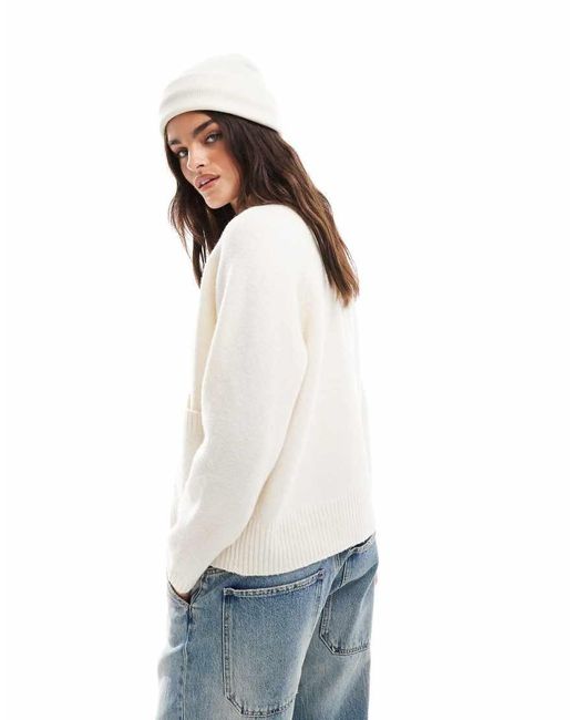 Vero Moda White V-Neck Button Down Cardigan