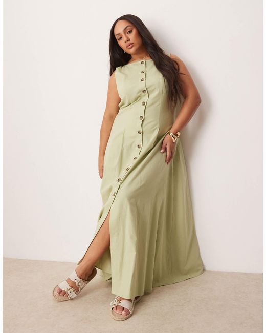 Asos design curve - robe longue boutonnée style gilet ASOS en coloris Green