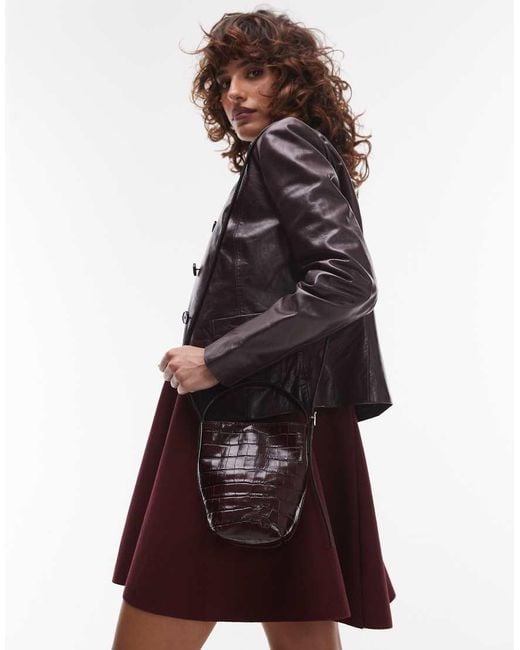 ARKET Brown Leather Cross Body Bucket Bag With Detachable Strap