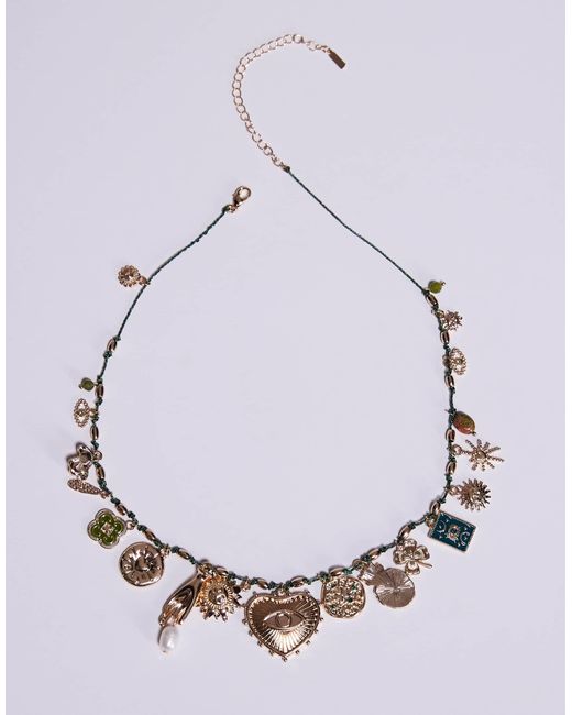 ALDO Black Bohemian Statement Charm Necklace