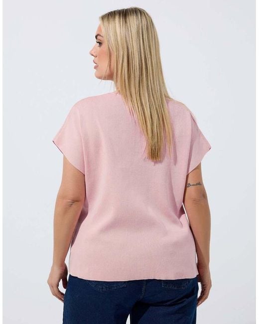 Yours Clothing Blue Short Sleeve Knitted Top