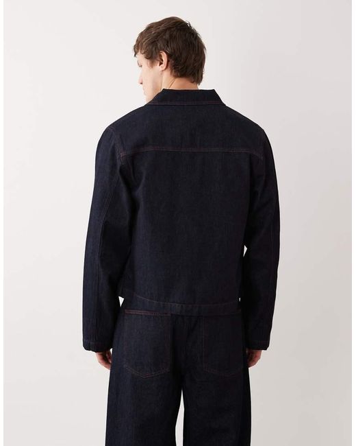 ASOS Blue Co-ord Harrington Denim Jacket for men