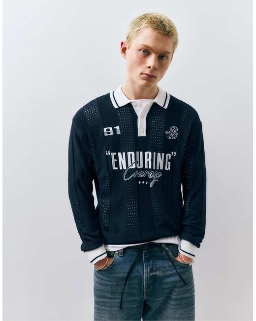 Polo Da Calcio di Pull&Bear in Blue da Uomo