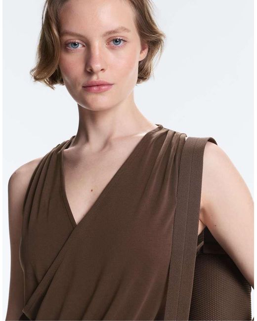 Oysho Brown Crossover Modal Blend Top
