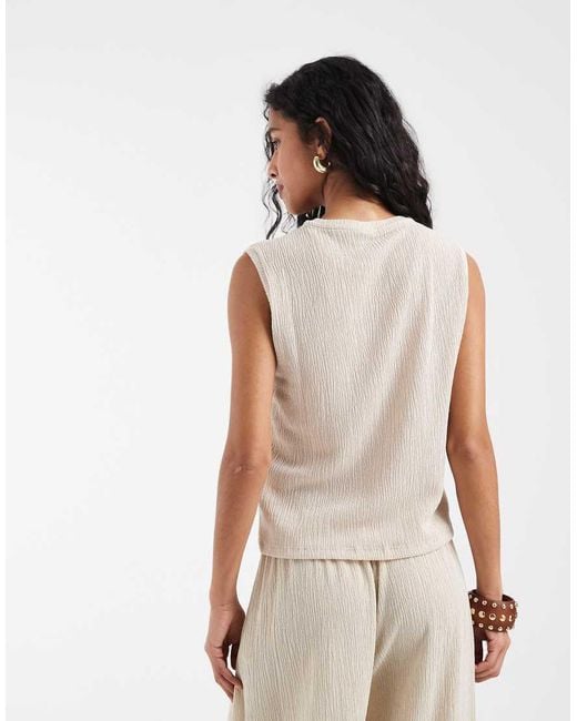 Vero Moda Natural Textured Plisse Sleeveless Top