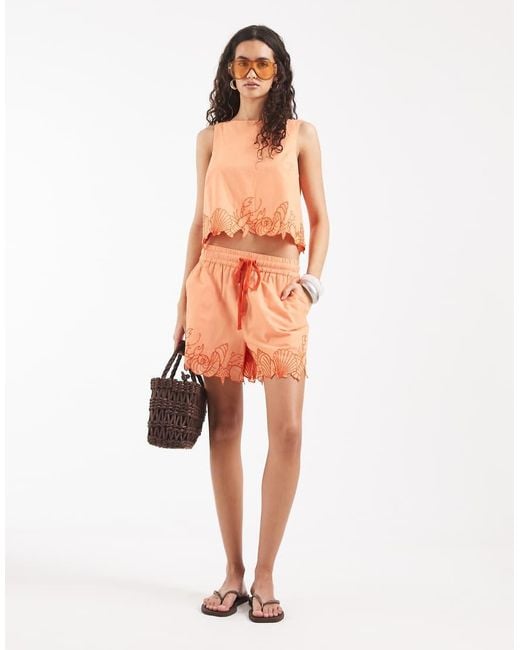 Vero Moda Orange Sleeveless Cropped Top Co-ord