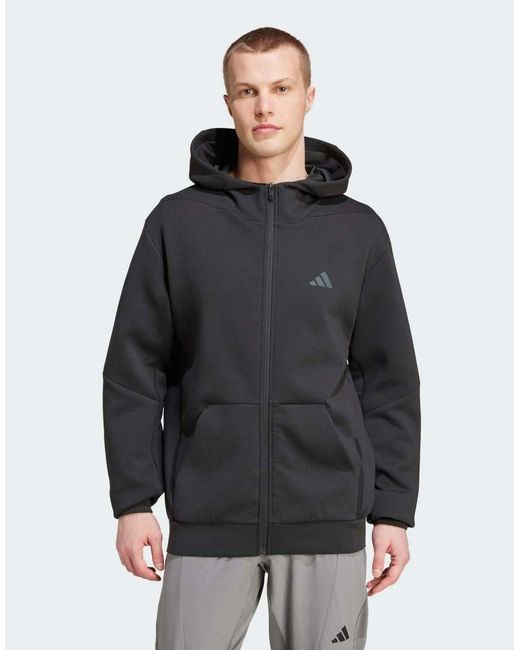 Adidas Originals Gray Designed For Training Full-Zip Track Jacket for men