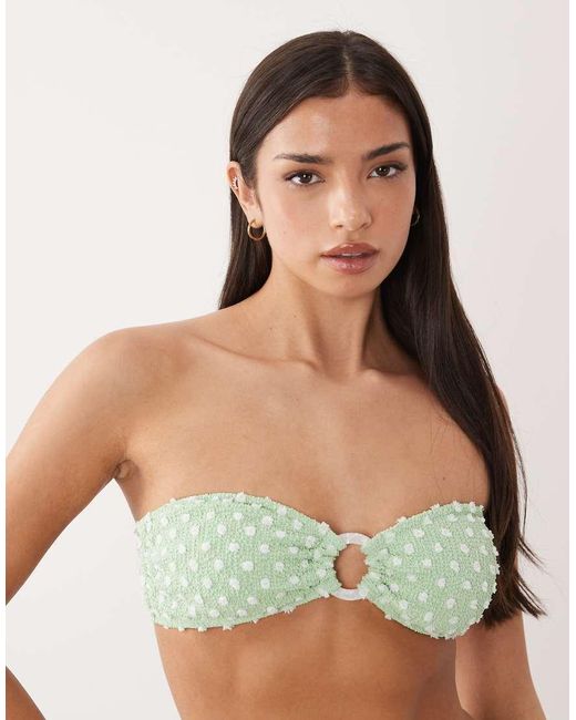 South Beach Green Polka Dot Bandeau Bikini Top