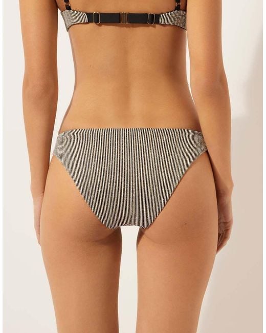 Calzedonia Metallic Bikini Bottoms Golden Stripes