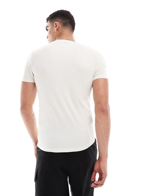ASOS – geripptes t-shirt in White für Herren