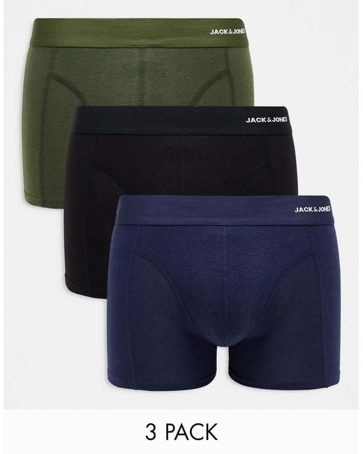 Jack & Jones Blue 3 Pack Trunks for men