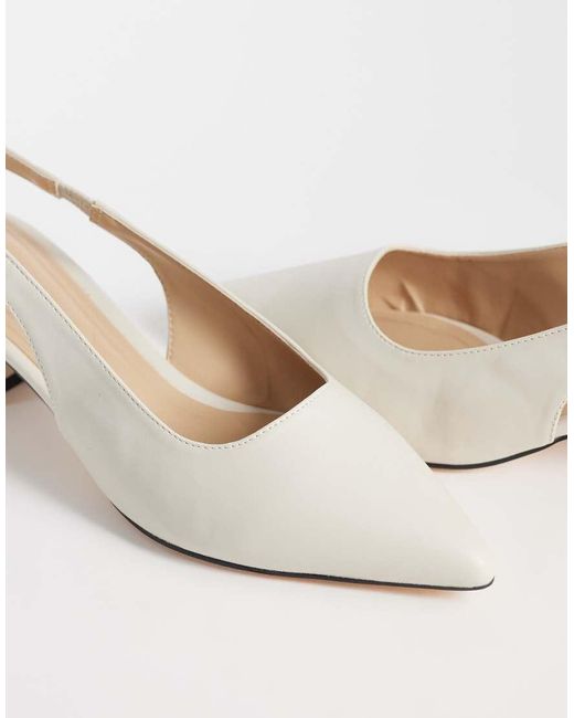 SEQWL Wide Fit White Sorrento Sling Back Low Block Heeled Sandals