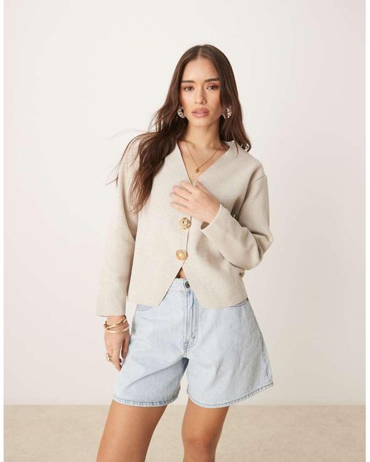 Mango Compact Gebreid Vest in het White