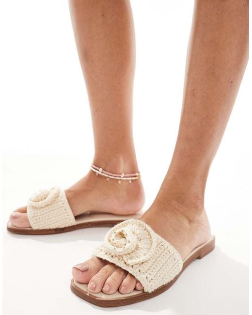 ALDO White Sabbia Shell Crochet Flat Sandals