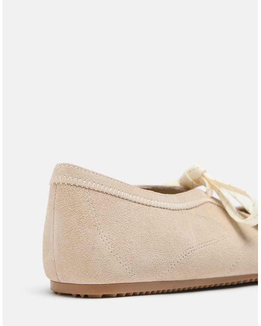 Stradivarius White Leather Bow Sneakerinas