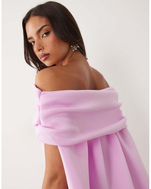 ASOS Pink Twist Bardot Mini Dress With Cape