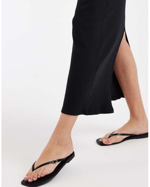 Vero Moda White Flat Rib Jersey Midi Skirt