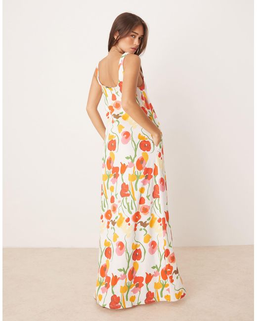 ASOS Multicolor – trapezförmiges maxikleid mit blumenmuster