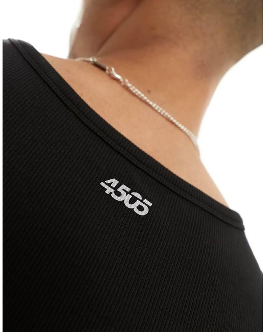 4505 White Icon Ribbed Cotton Training Racer Vest for men