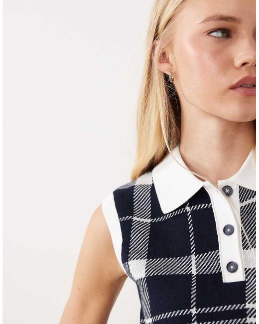 Barbour Blue Allerdale Tartan Check Knitted Singlet