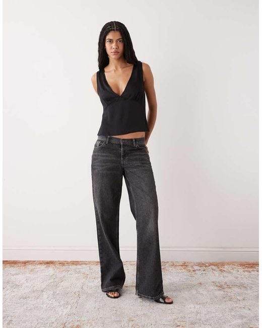Weekday Black Satin Top