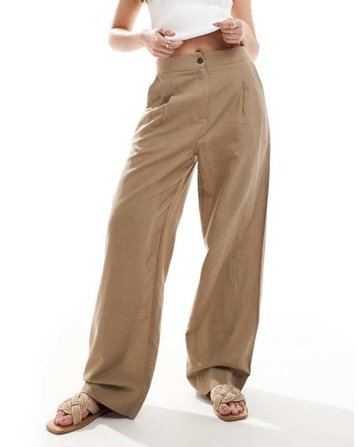 French Connection Natural Wide Leg Linen Look Pants