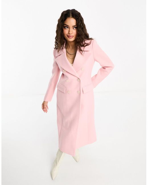 Cappotto lungo con dettaglio oversize polvere di Forever New in Pink