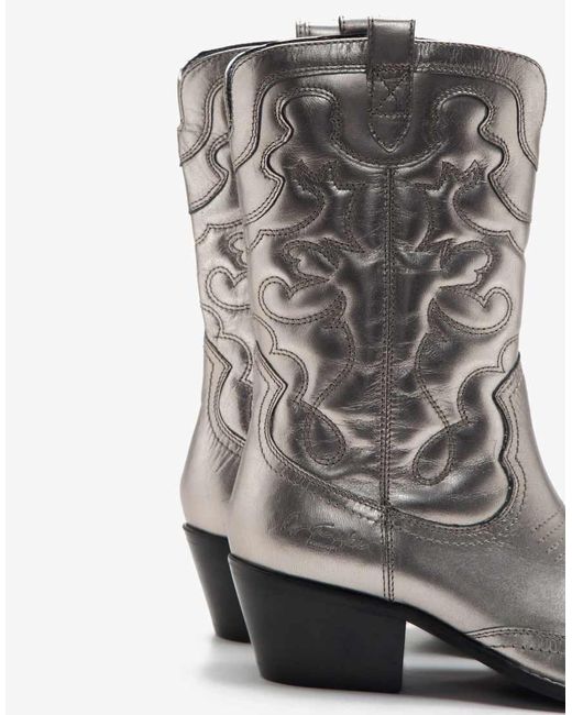 OFF THE HOOK Gray Soho Knee Leather Cowboy Boots Calf Boots
