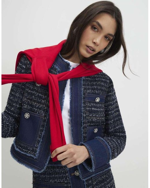 River Island Blue Boucle Denim Jacket