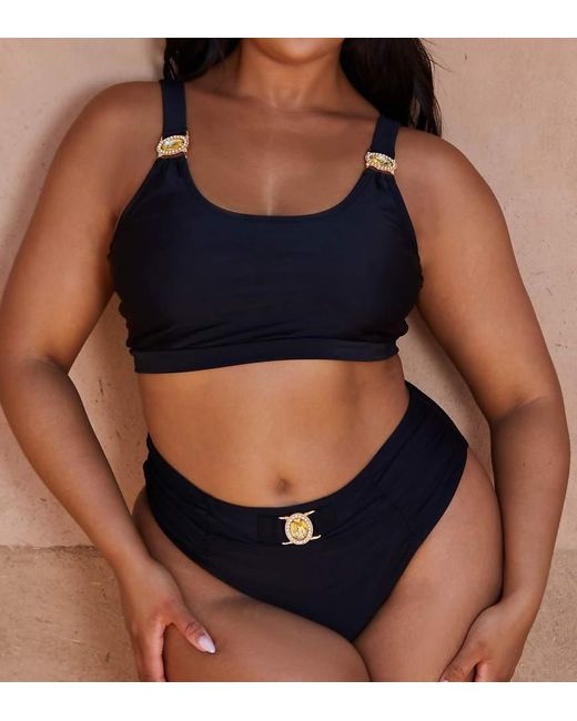 Braguitas De Bikini Negras De Talle Alto Amour De Curve X Bernadette Afia Moda Minx de color Blue