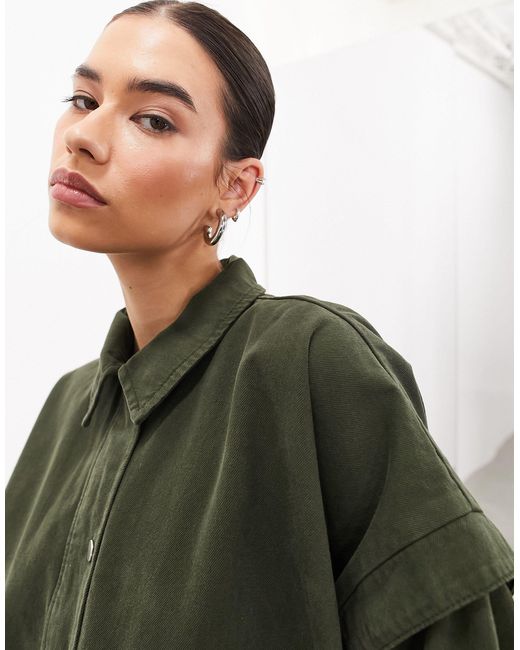 ASOS Green Bomber Jacket With Collar
