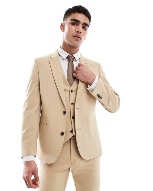ASOS Skinny Colbert in het Natural voor heren