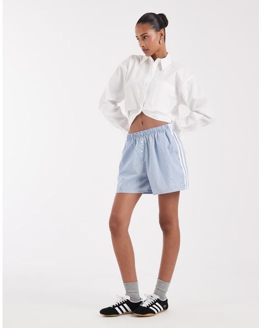 Adidas Originals White Striped Boxer Style Shorts