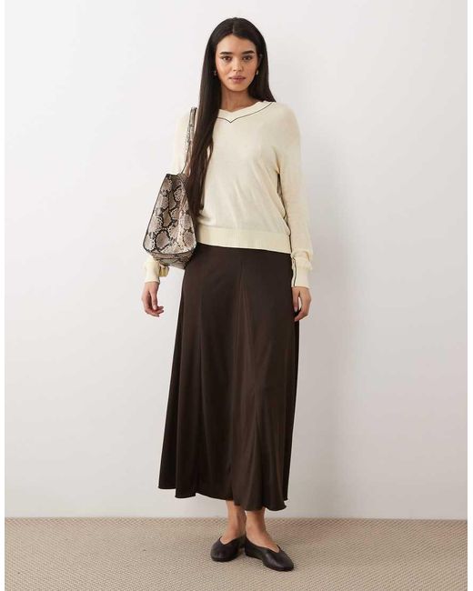 Mango White V Neck Lightweight Knitted Jumper