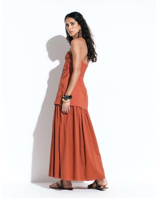 ASOS White Bandeau Maxi Dress With Floral Embroidery