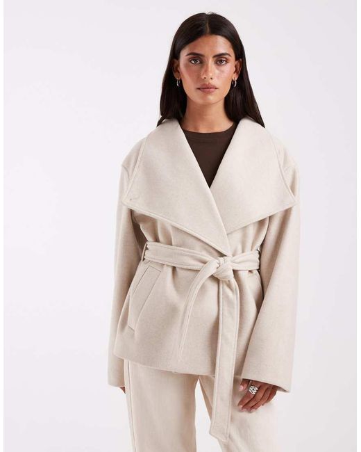 Vero Moda Natural Funnel Neck Belted Short Formal Jacket