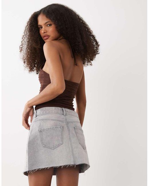 Mango Natural Teen Denim Asymmetric Mini Skirt