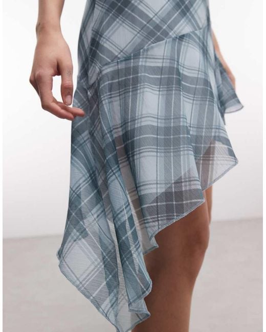 Reclaimed Vintage Blue Crinkle Chiffon Asymmetric Maxi Dress