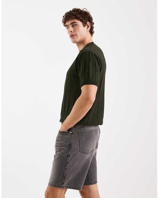 Redefined Rebel Black Valencia Loose Fit Denim Shorts for men