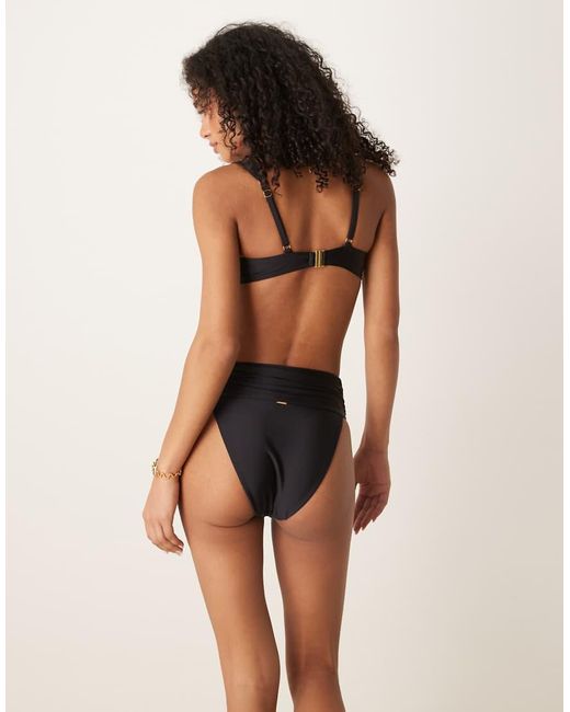 Boux Avenue Natural Ferrara Shiny Ruched High Leg Bikini Bottoms