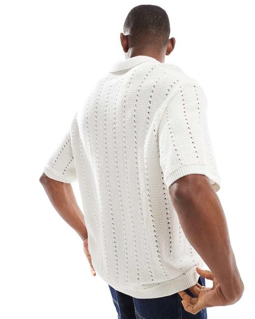Jack & Jones White Split Neck Polo for men