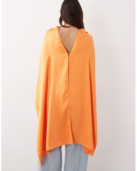 ARRANGE Orange Satin Underlay Cape Top