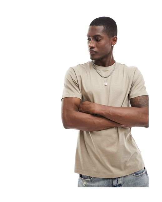 T-shirt girocollo grigio pietra di New Look in Natural da Uomo