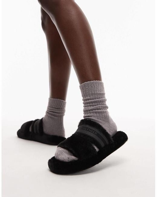 Tommy Hilfiger Brown Faux Fur Slippers