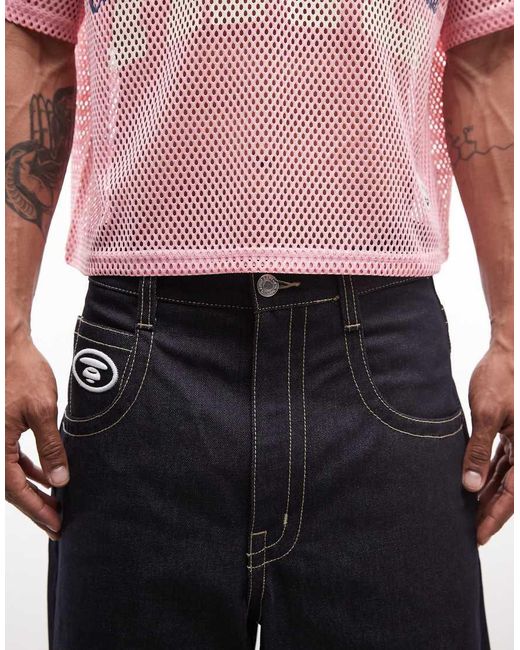 Aape By A Bathing Ape Pink Aape By A Bathing Ape Loose Fit Denim Jorts for men