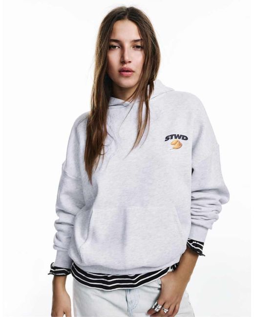 Pull&Bear White Biscuit Graphic Hoodie