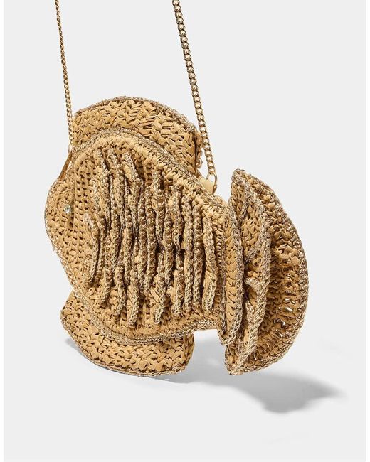Stradivarius Gray Fish-Shaped Raffia Crossbody Bag