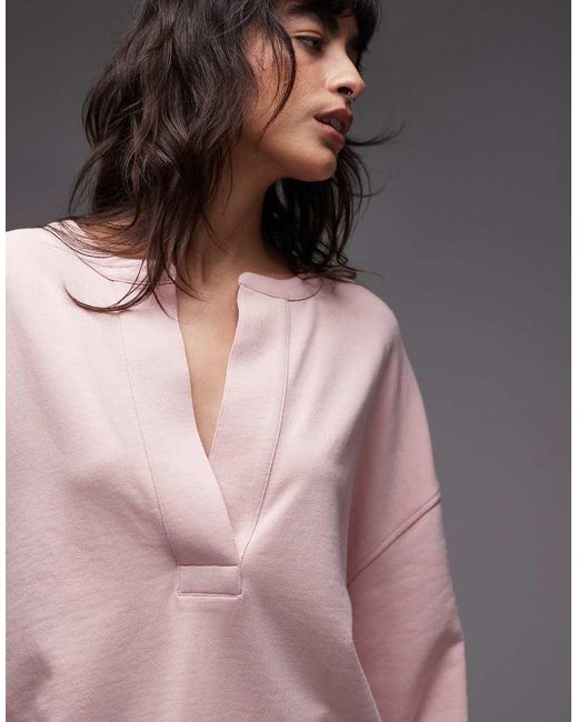 ARKET Pink Pure Cotton V-neck Sweatshirt