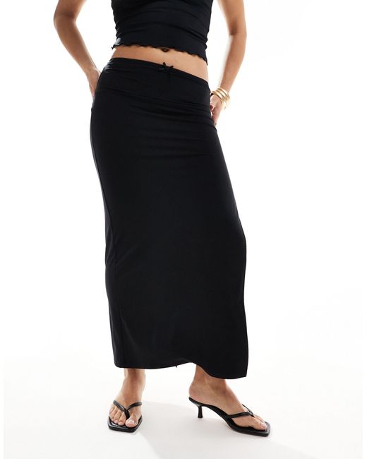 Bershka Black Contrast Bow Trim Midi Skirt