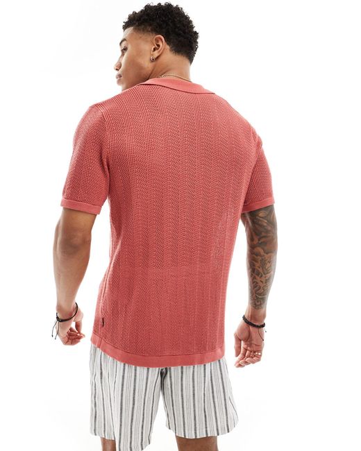 Only & Sons Red Open Knit Shirt for men